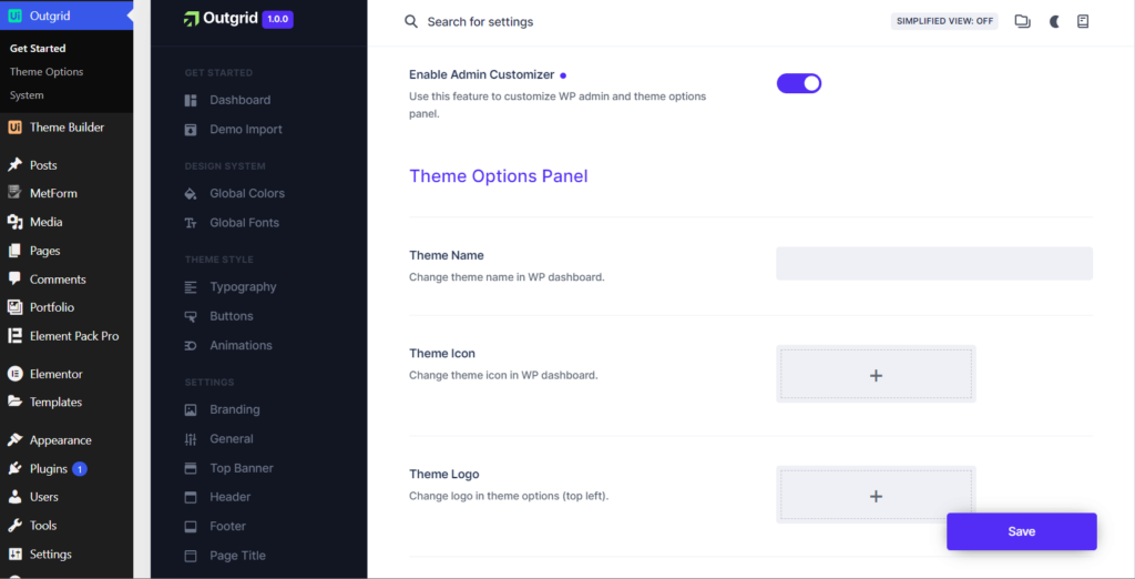 Admin customizer