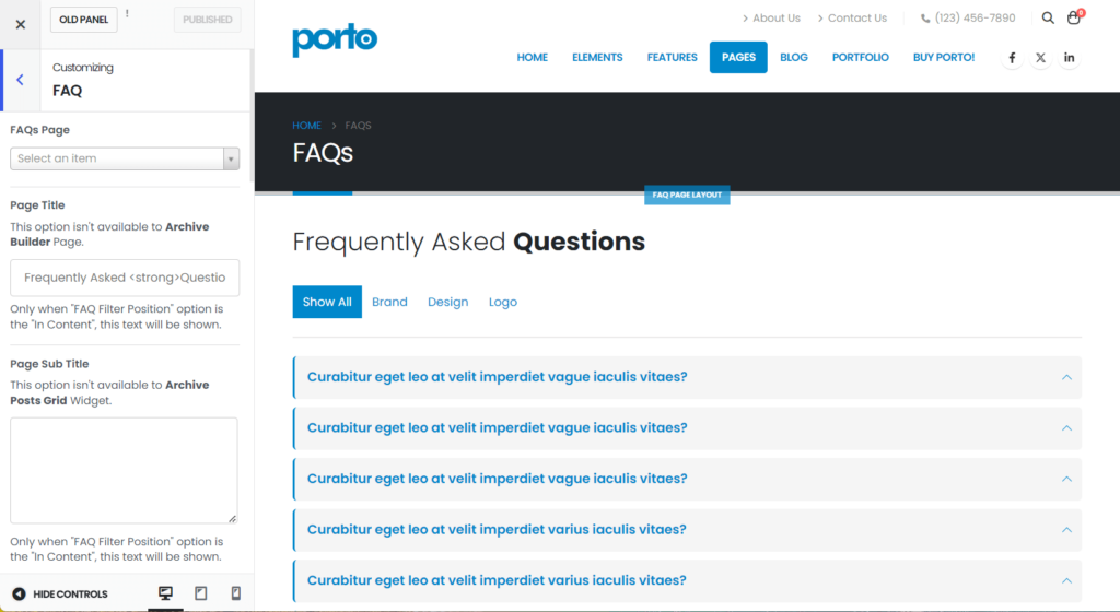 Customize FAQ page
