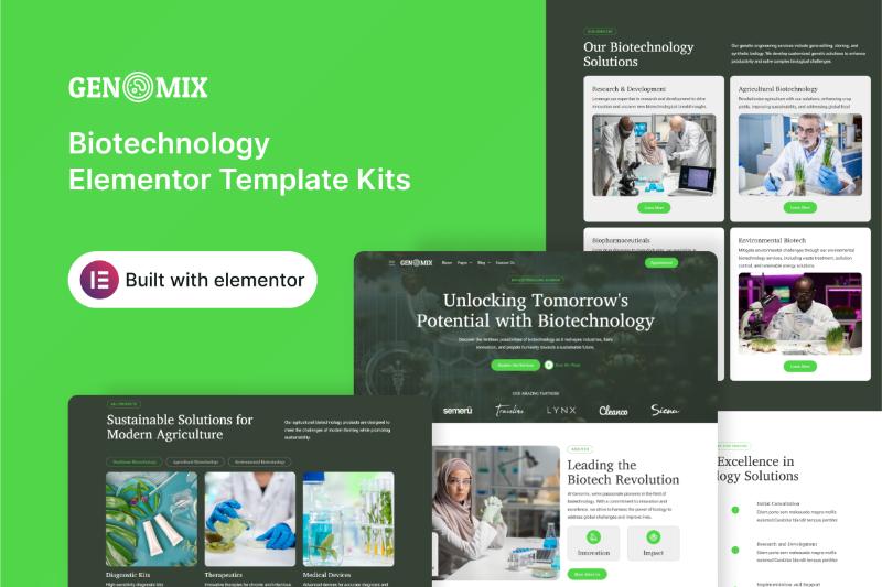 Genomix - Biotechnology Elementor Template Kit