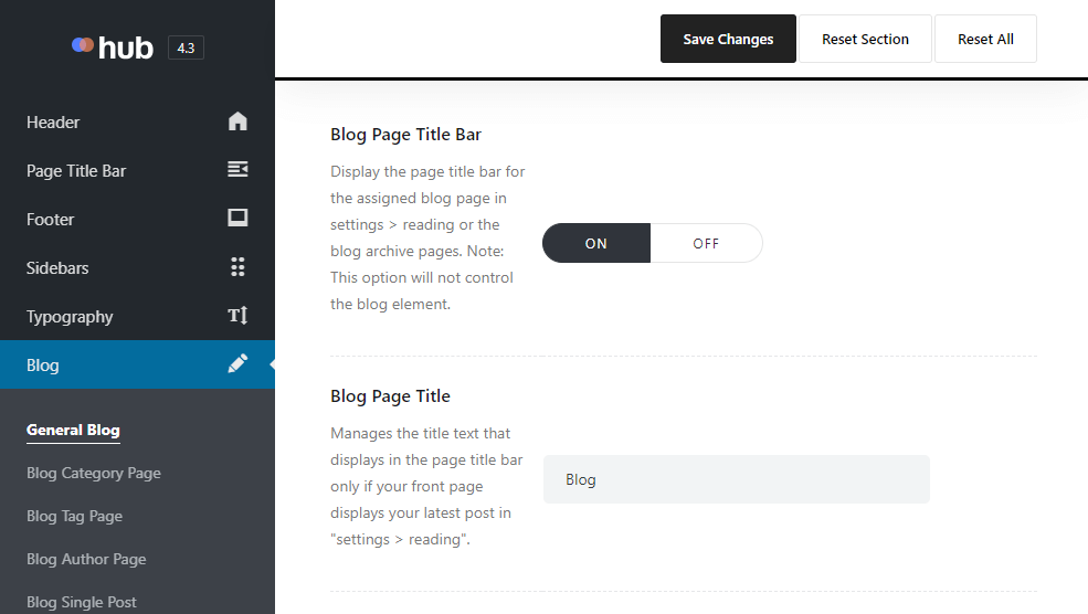 Hub Blog Options