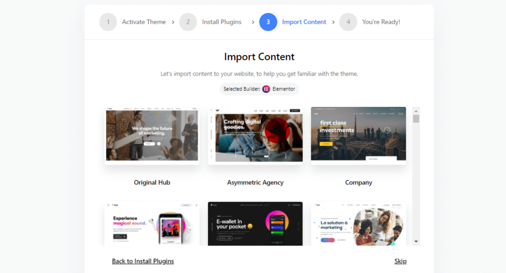 Import demo content