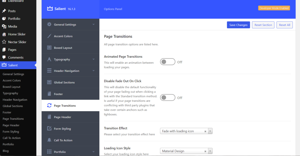 Page transitions
