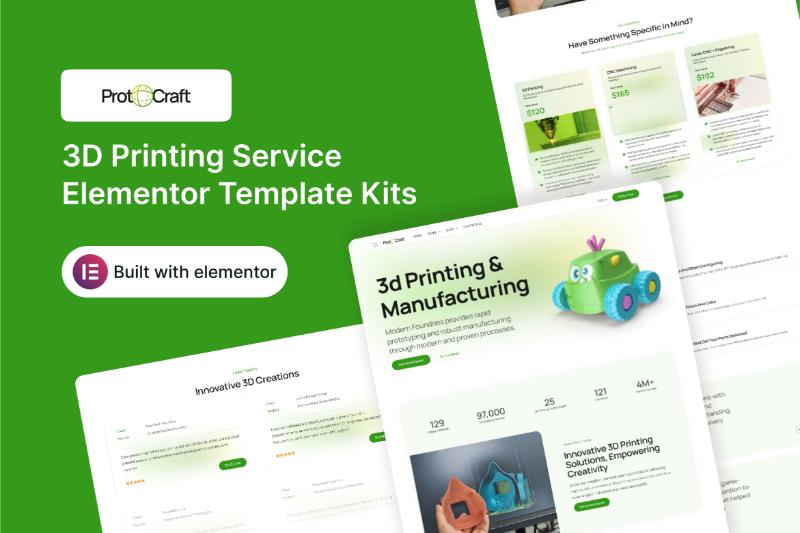 Protocraft - 3D Printing Service Elementor Template Kit