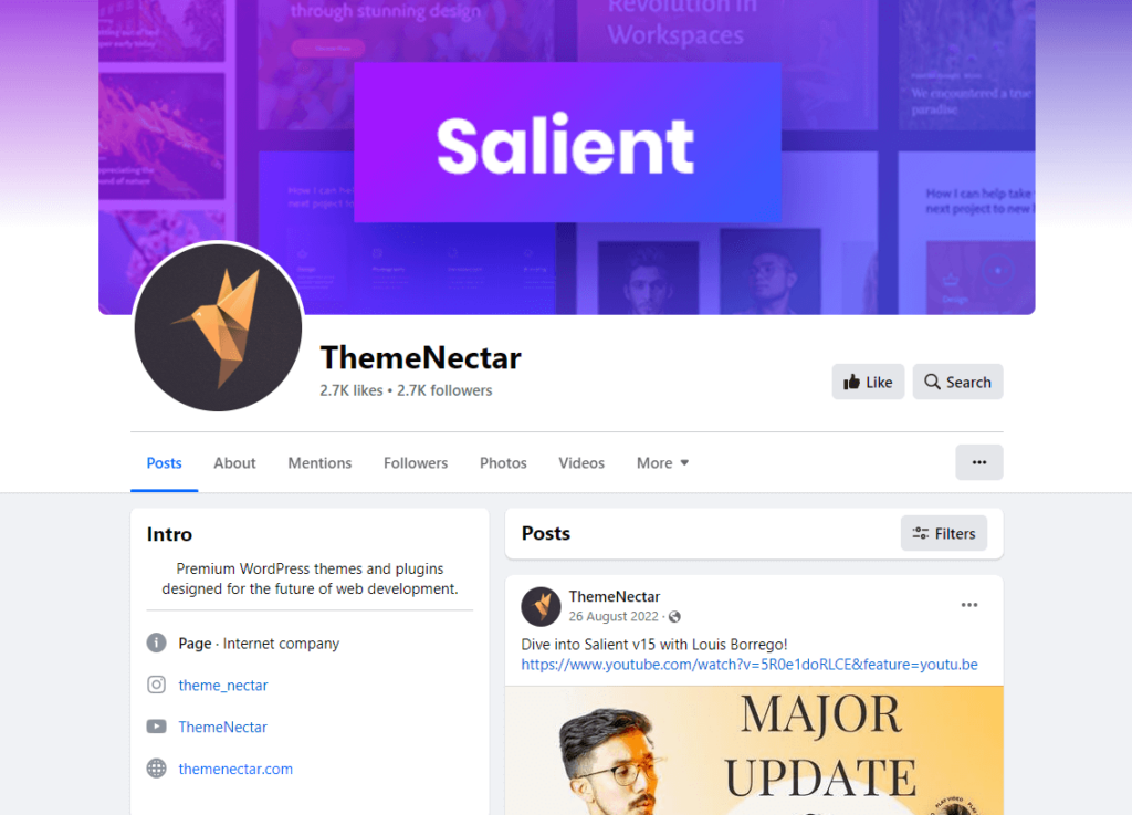Theme Necter Facebook page