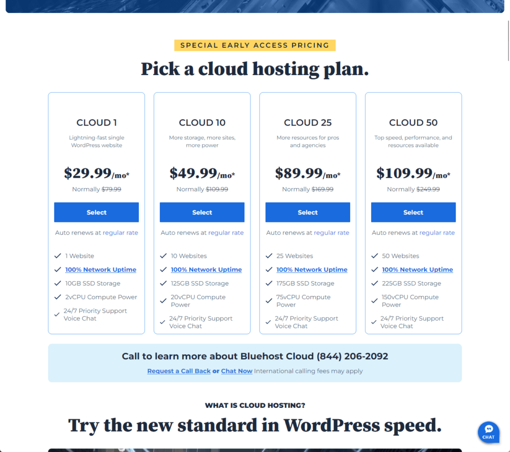 bluehost cloud hosting plans