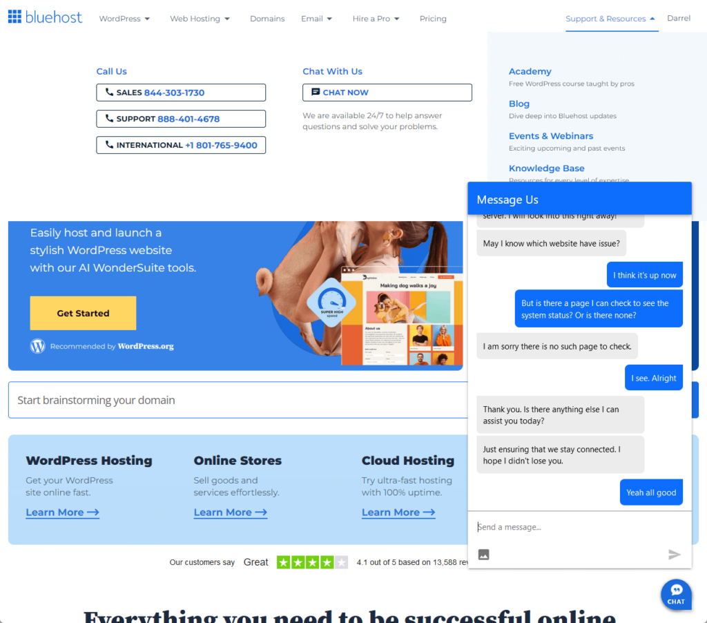 bluehost support and resources
