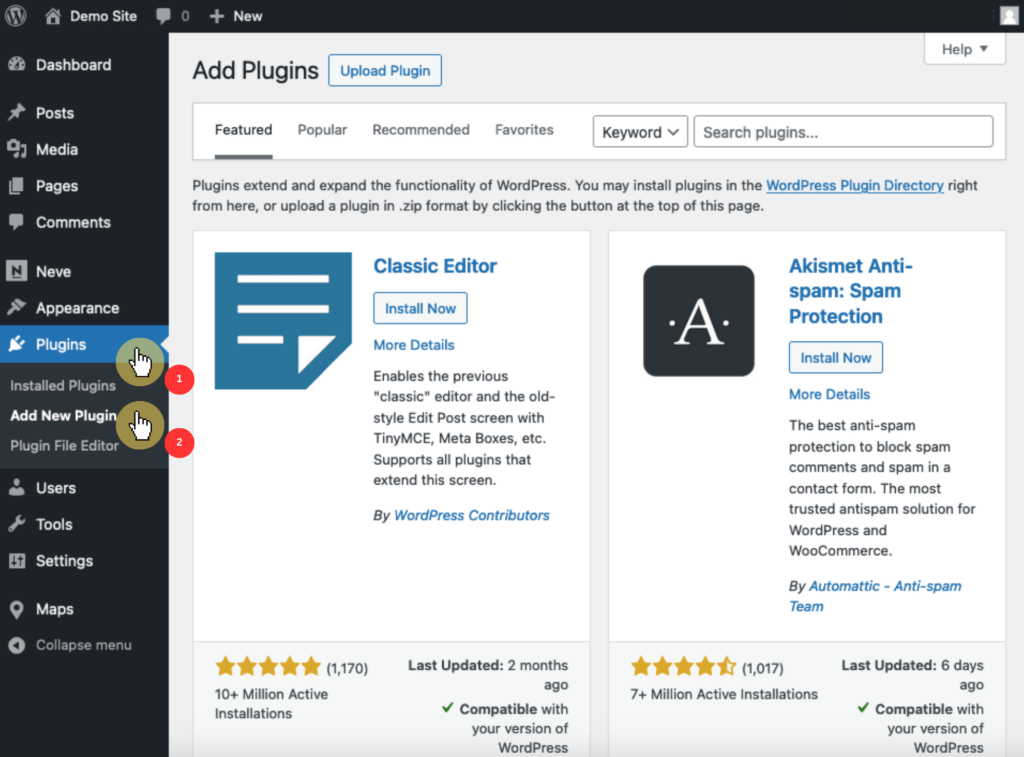 Dashboard Plugins > Add New Plugin