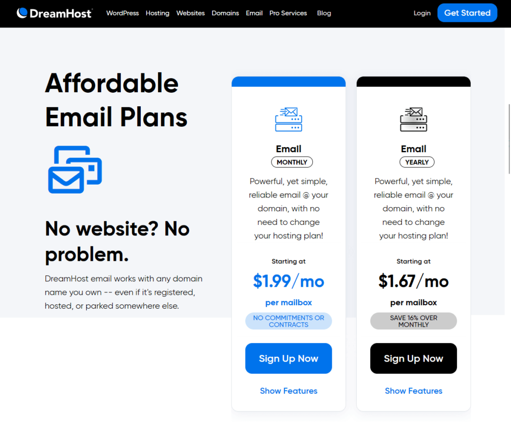 dreamhost email hosting