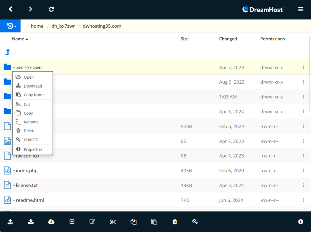 dreamhost file manager