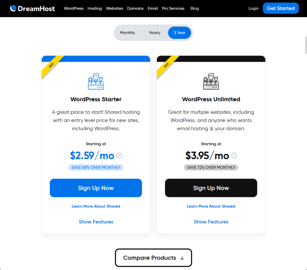 dreamhost shared hosting plans