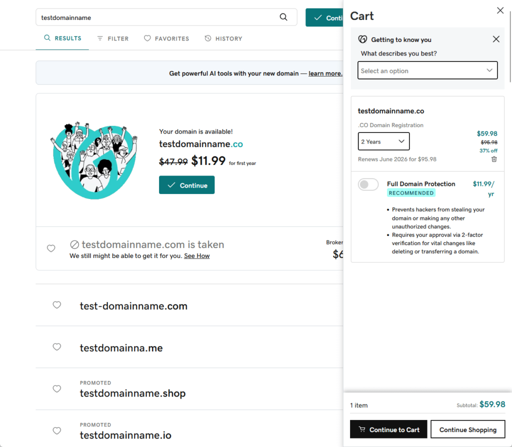 Continue to Cart after viewing cart