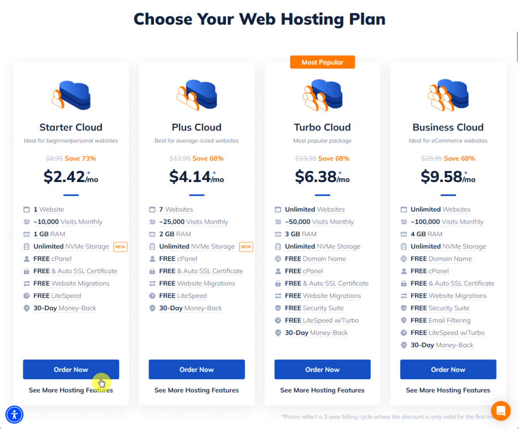 NameHero Starter Cloud plan Order Now button