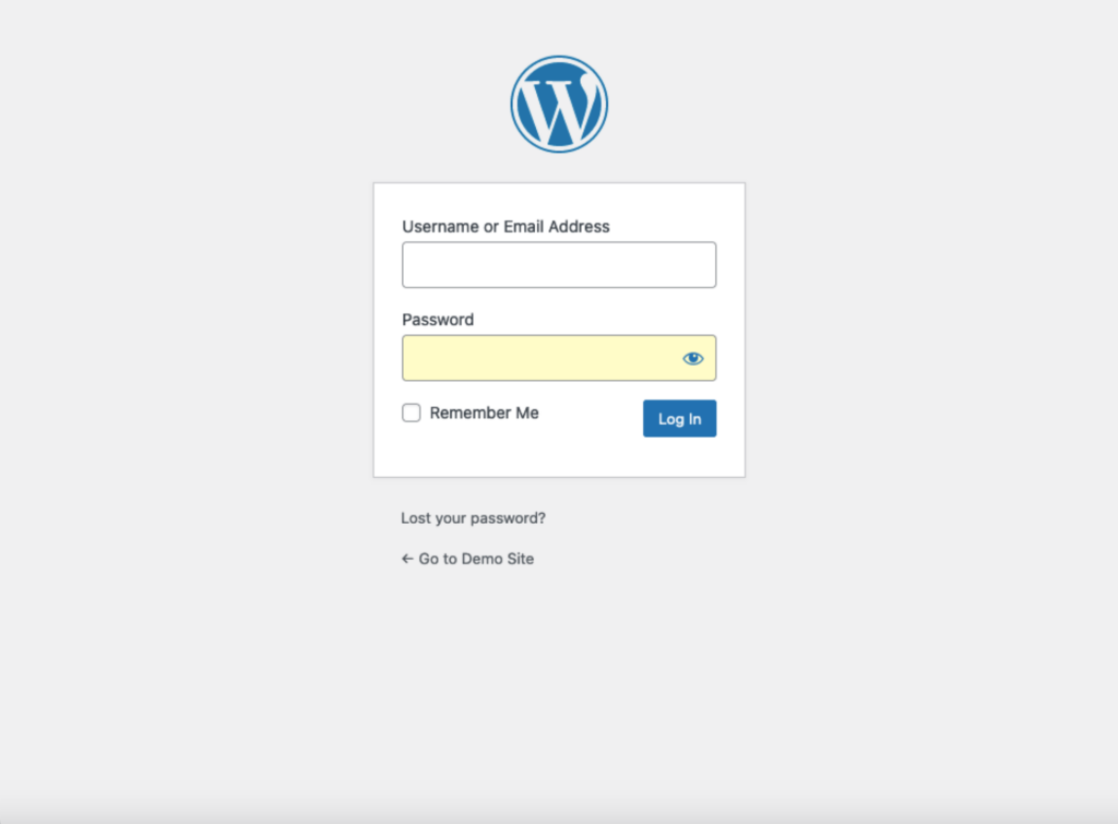 WordPress Admin Log In Page