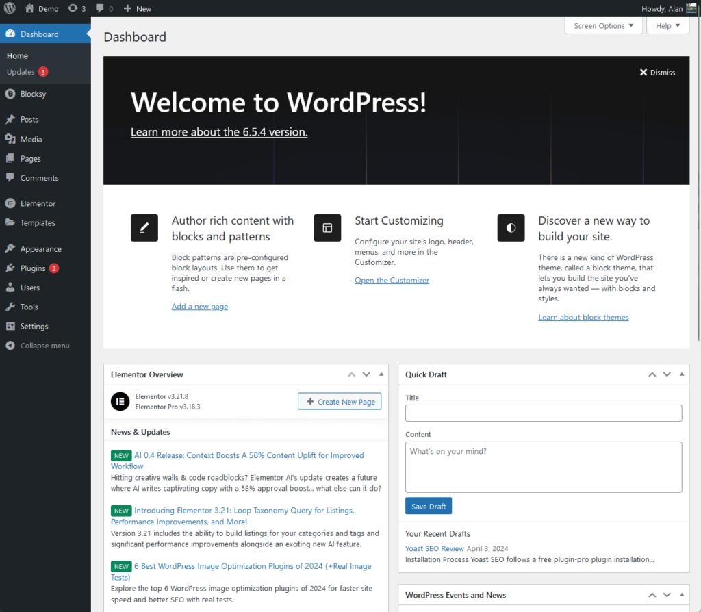 WordPress Dashboard