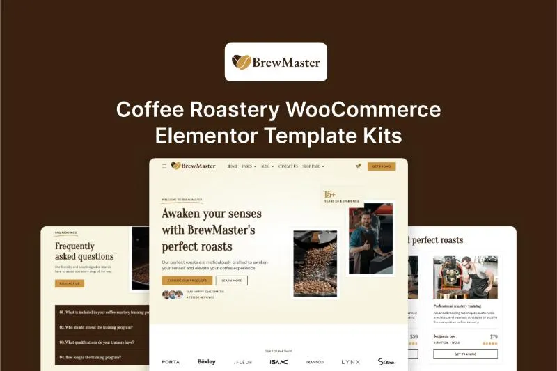 BrewMaster - Coffee Roastery WooCommerce Elementor Template Kit