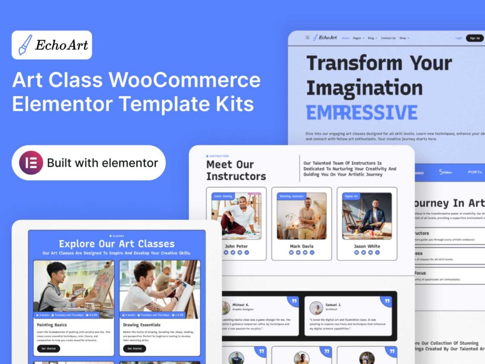 EchoArt - Art Class WooCommerce Elementor Template Kit