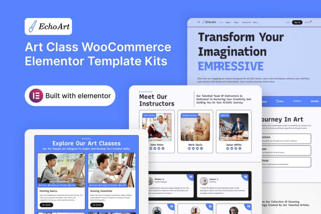EchoArt - Art Class WooCommerce Elementor Template Kit