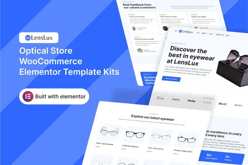 LensLux - Optical Store WooCommerce Elementor Template Kit