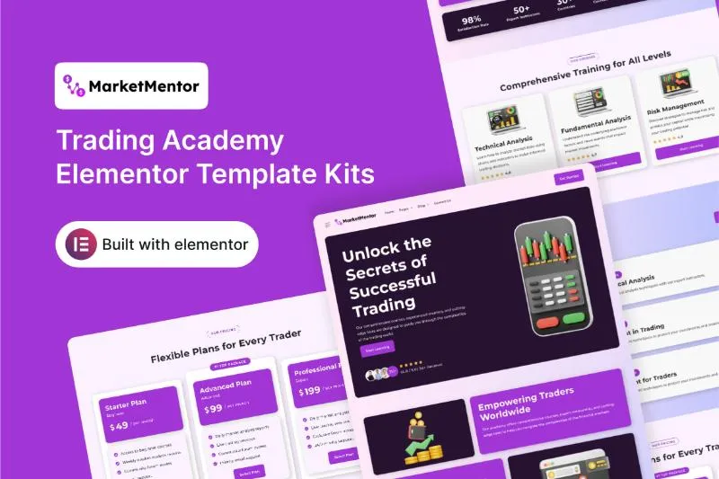 MarketMentor - Trading Academy Elementor Template Kit
