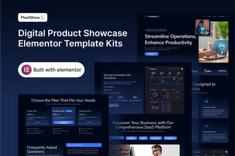 PixelShow - Digital Product Showcase Elementor Template Kit