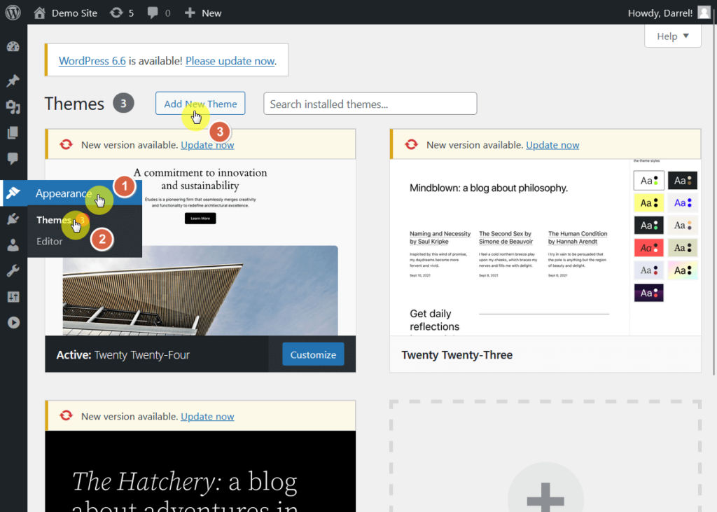 Add new theme from dashboard.