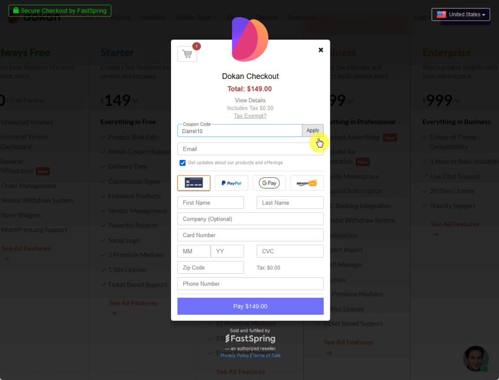 Paste promotional code and apply.