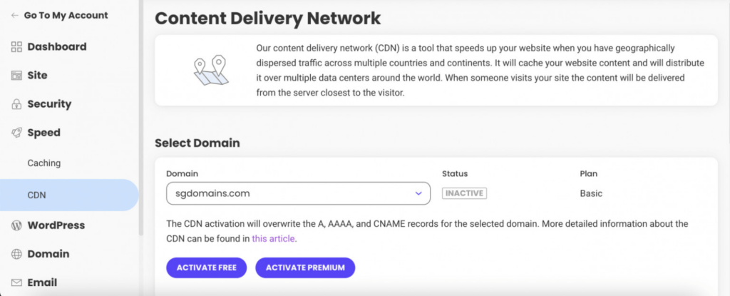 cdn feature in siteground