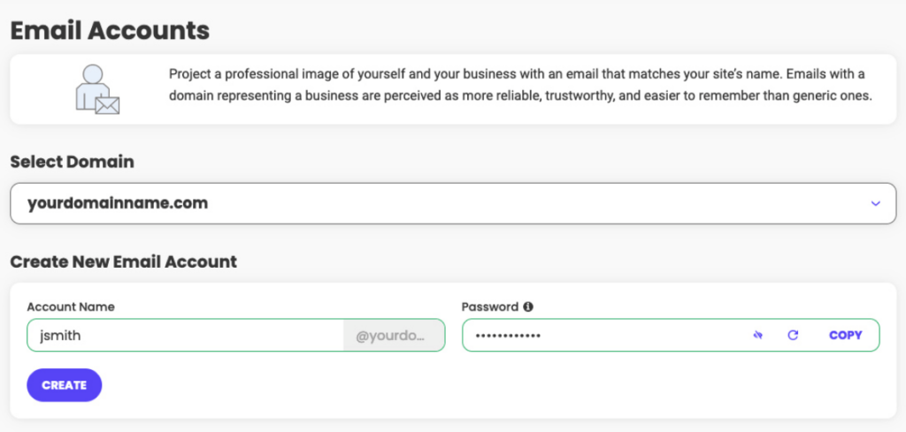 create a new email account in siteground