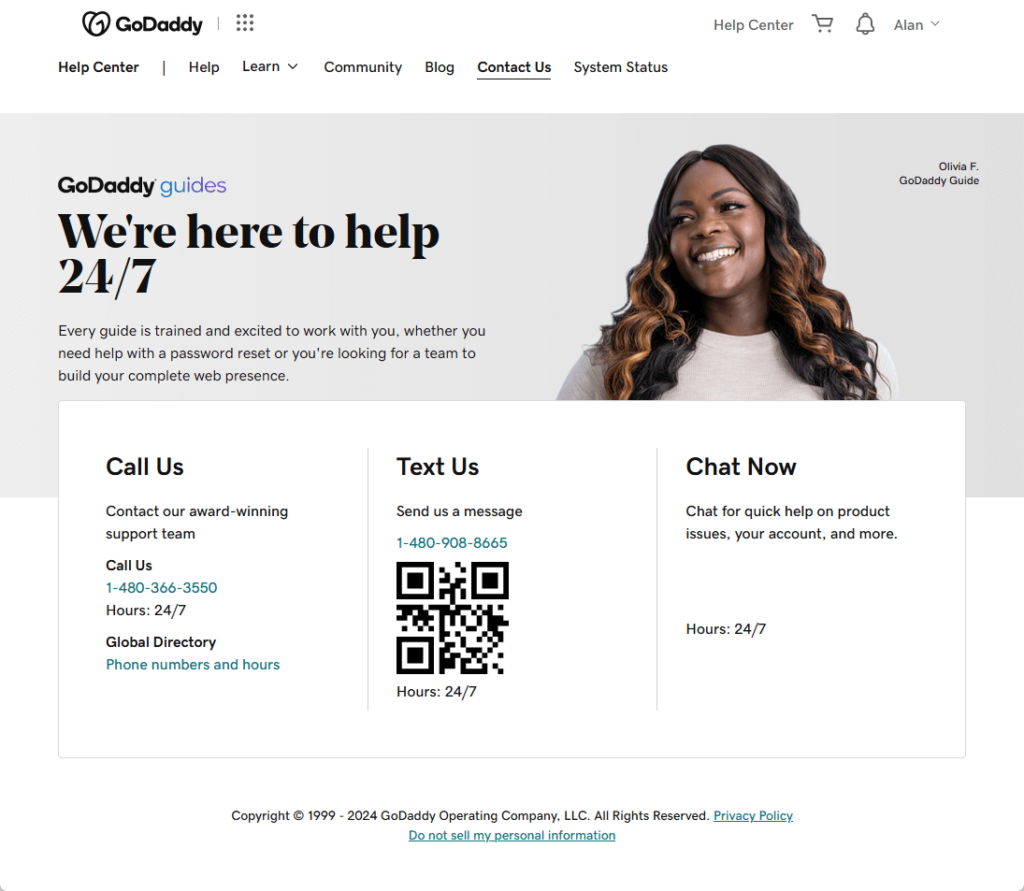 godaddy contact us