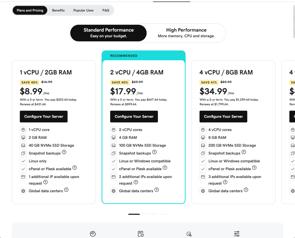 godaddy vps hosting plans