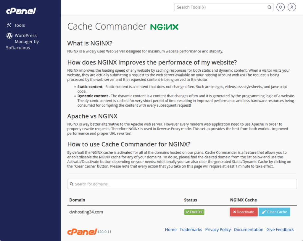 hostarmada cache commander in cpanel