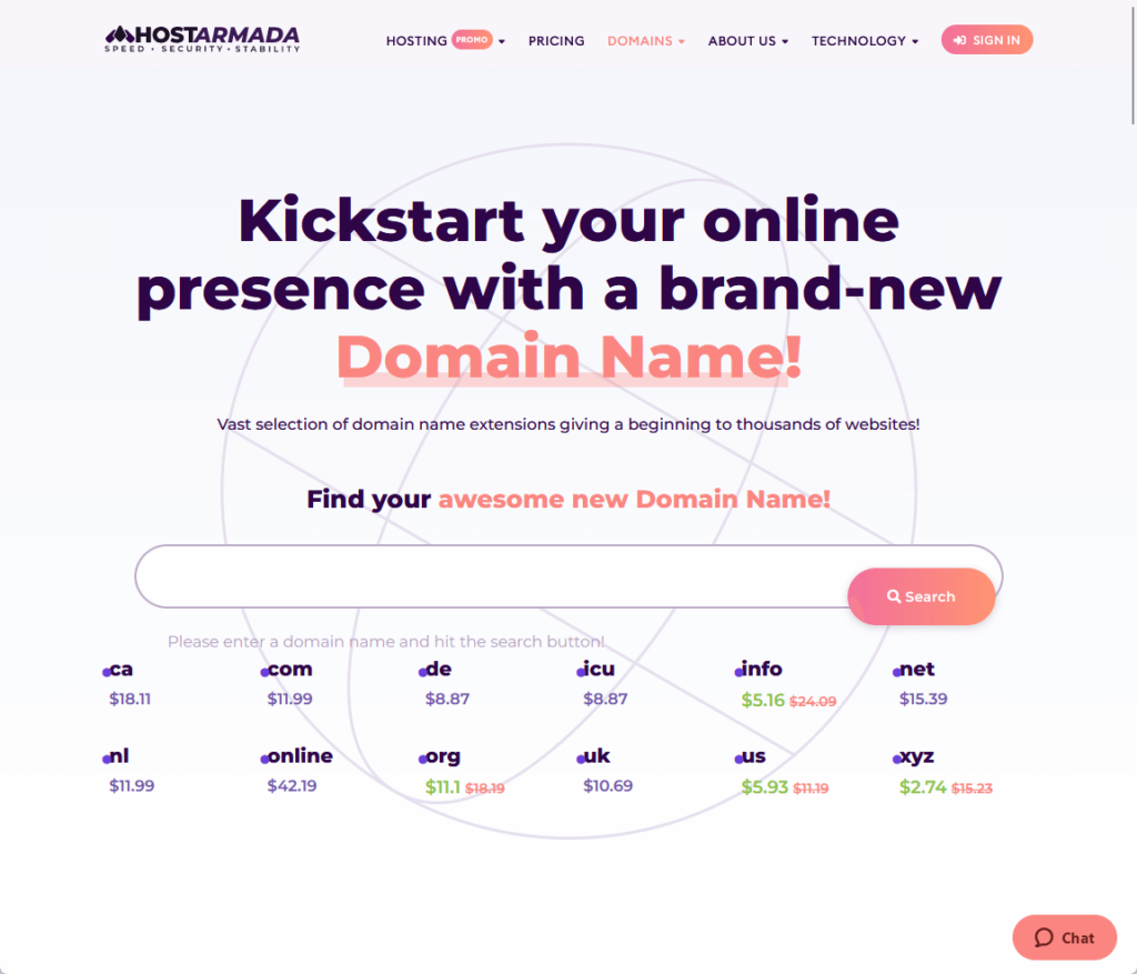 hostarmada domains landing