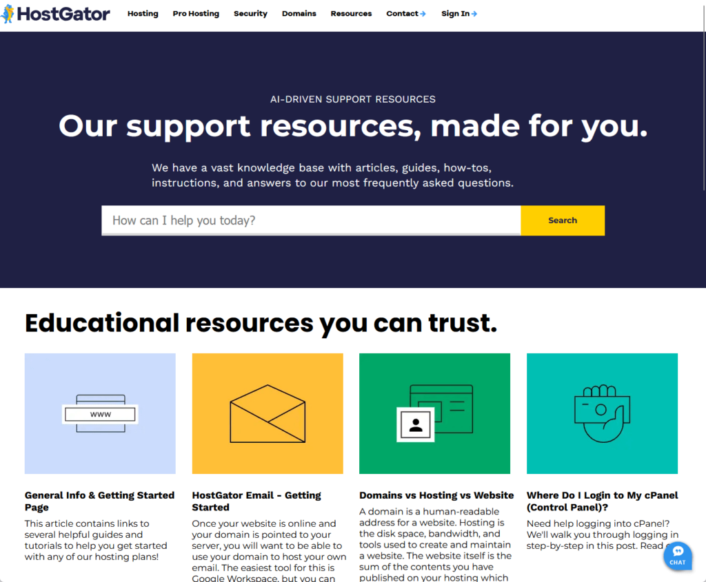 hostgator knowledge base front page