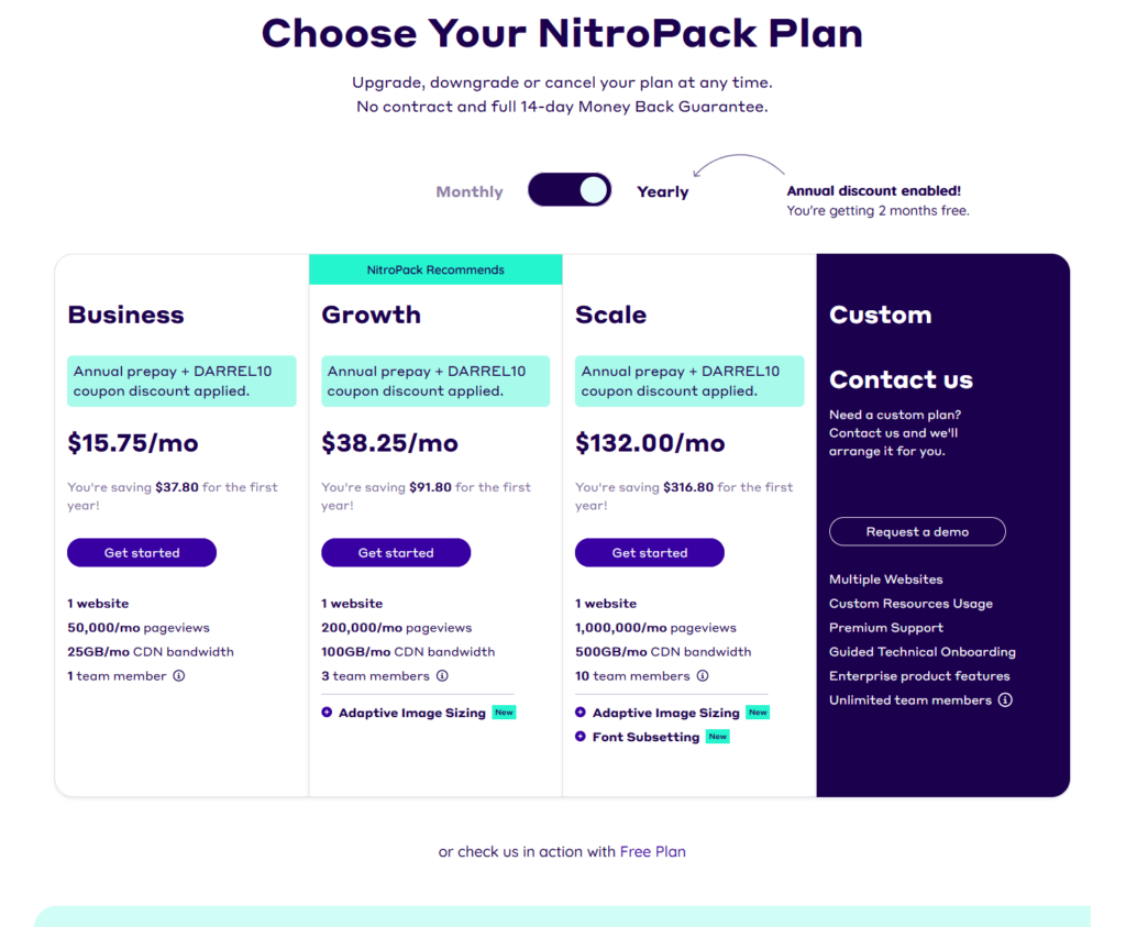 Choose Your NitroPack Plan