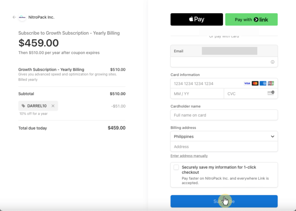 NitroPack Subscribe button