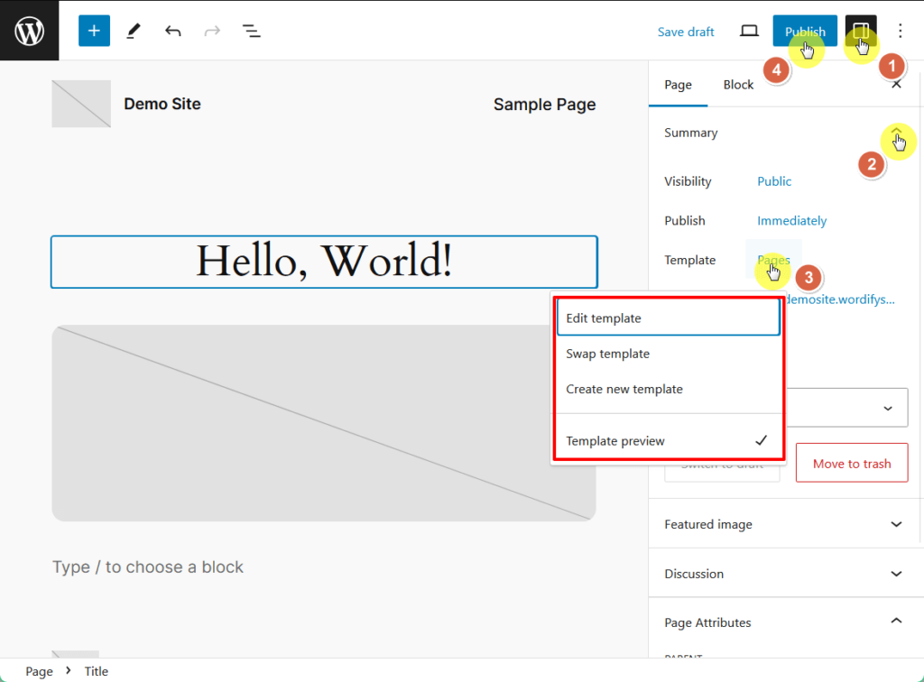 Use and publish your page with the template.
