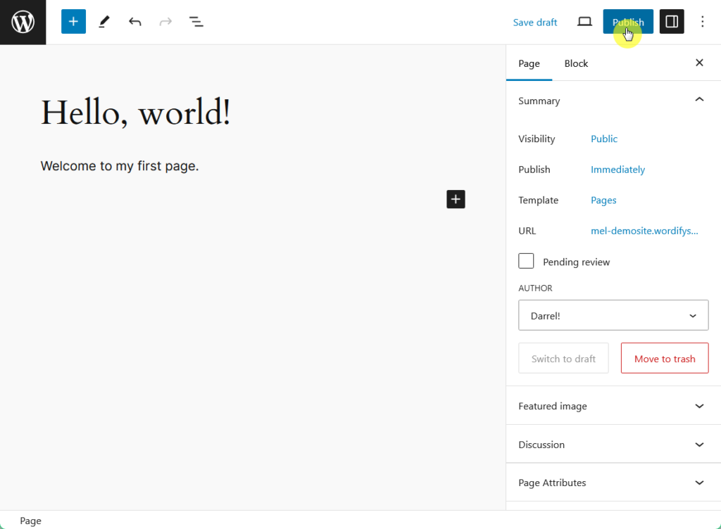 Publish page after editing.