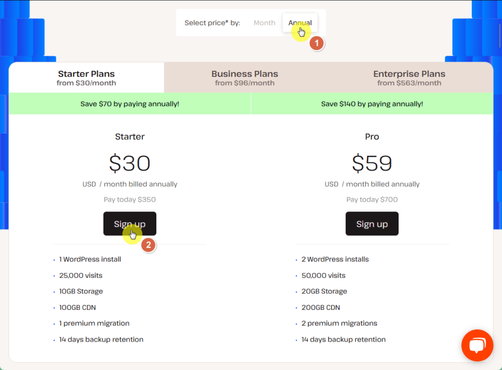 Sign up for a Kinsta plan.
