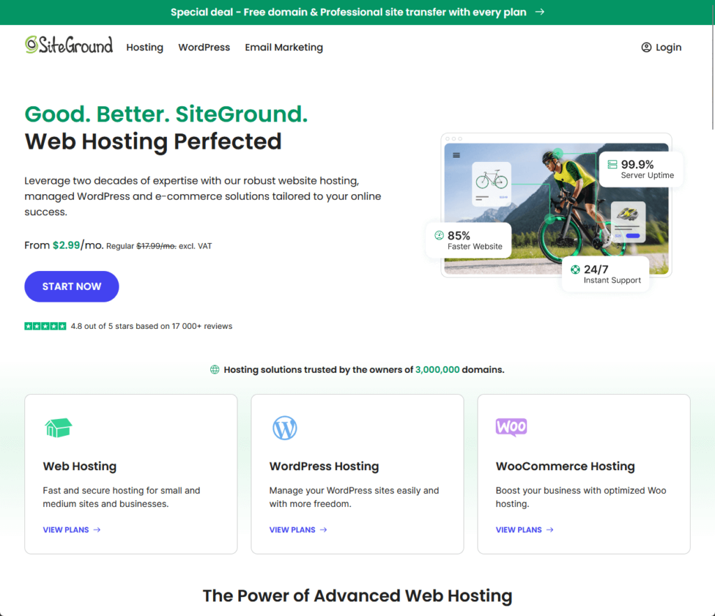 Good. Better. SiteGround. Web Hosting Perfected