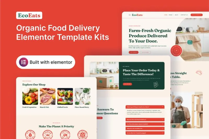 EcoEats - Organic Food Delivery Elementor Template Kit