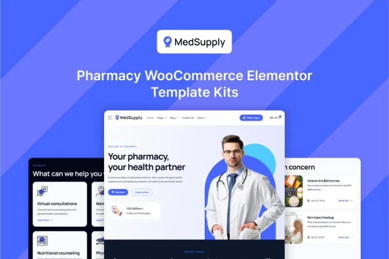 MedSupply - Pharmacy WooCommerce Elementor Template Kit