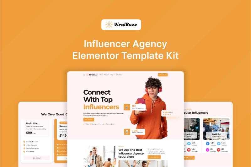 Viralbuzz - Influencer Agency Elementor Template Kit