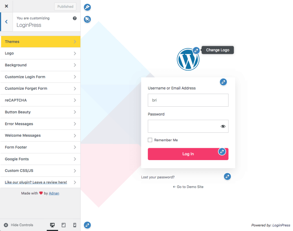 LoginPress Customizer