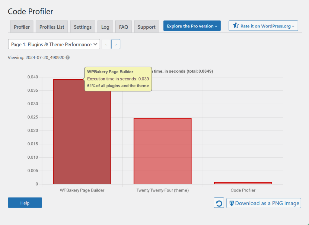 profiler-frontend of wpbakery