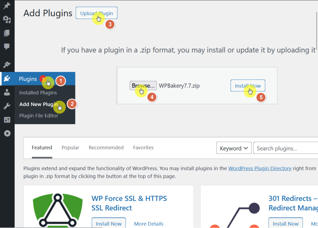 upload wpbakery plugin