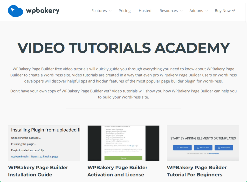 video-tutorials in wpbakery