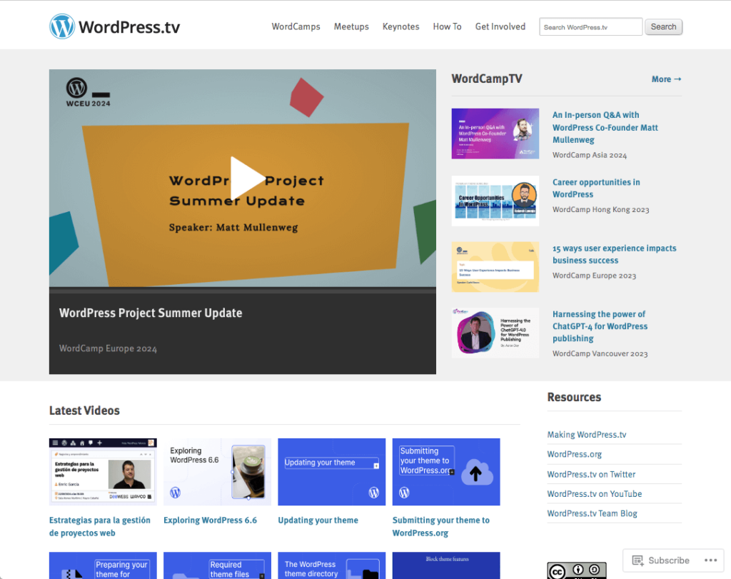 WordPress.tv Home