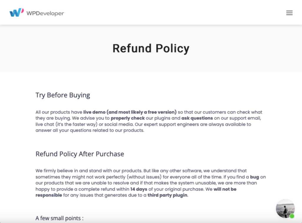 wp-developer-refund-policy