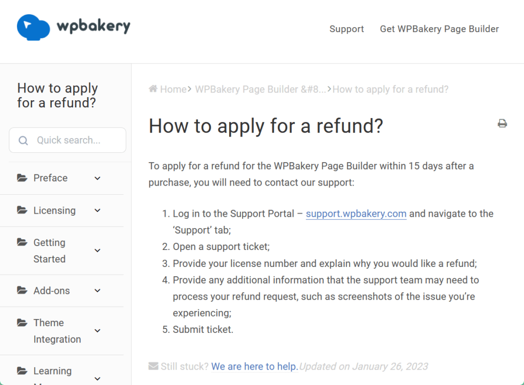 wpbakery-instructions for refund