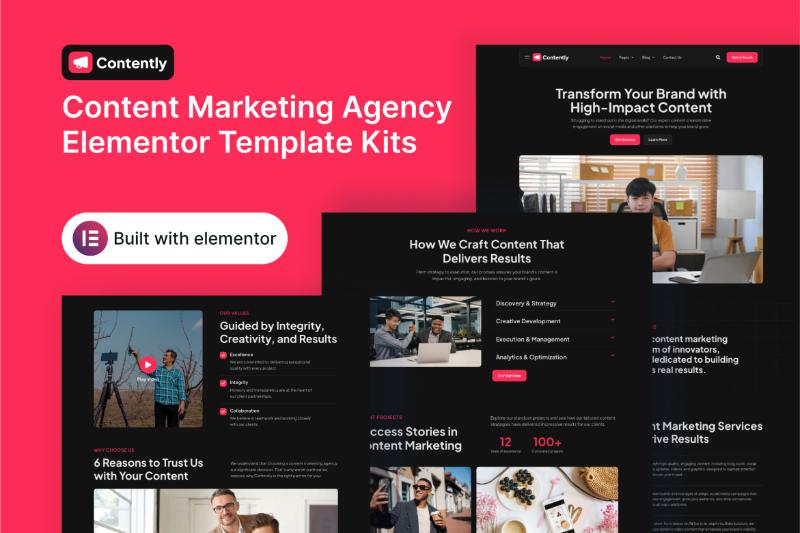 Contently - Content Marketing Agency Elementor Template Kit